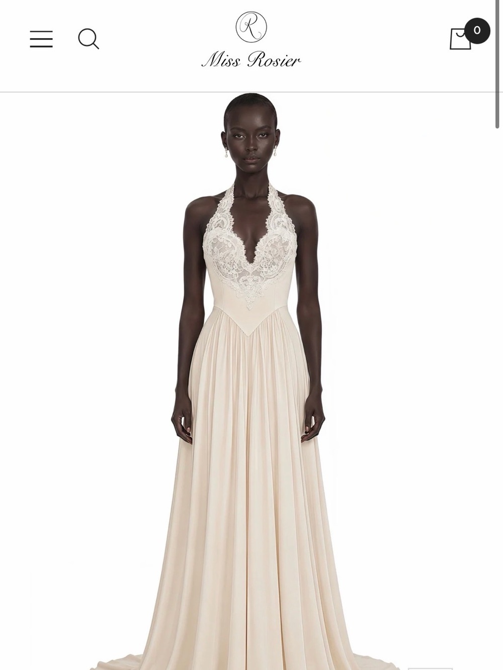 Miss Rosier- Cream Lace Halter Dress